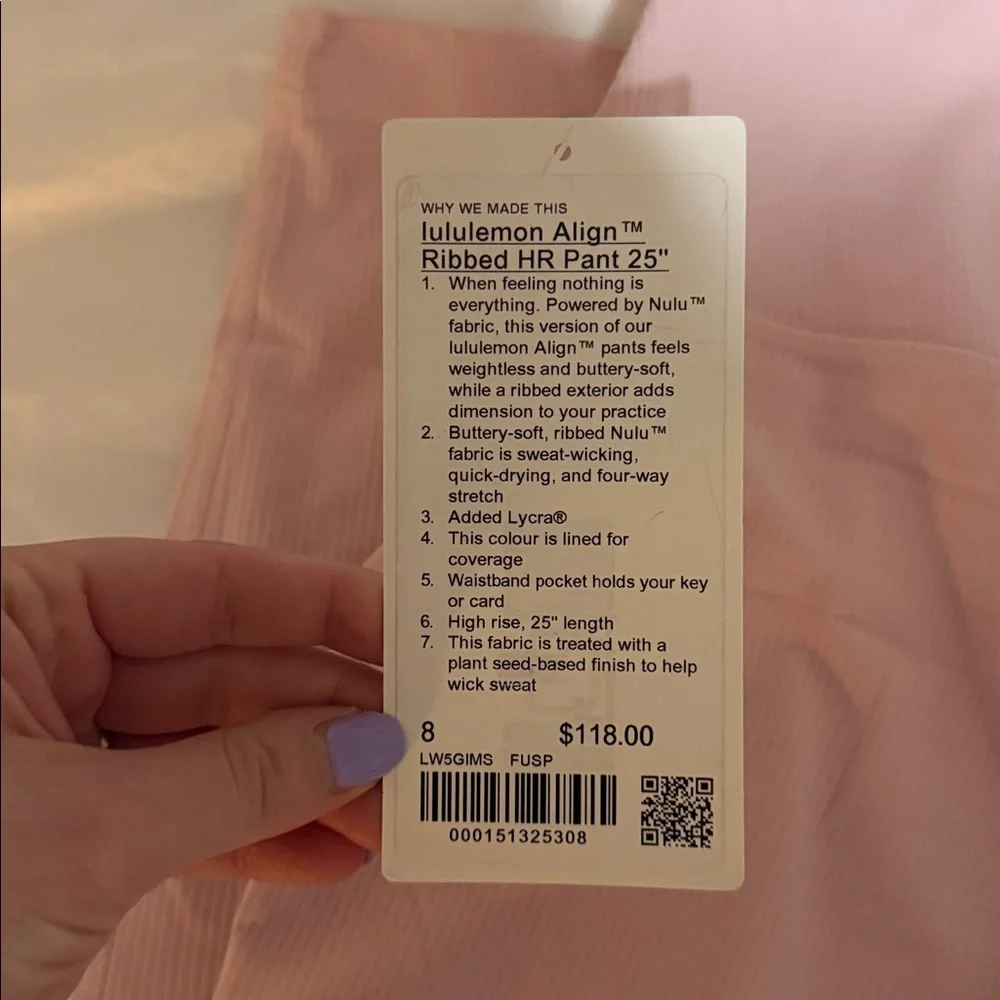 lululemon align ribbed HR 25” size 8 NWT - Picture 2 of 4